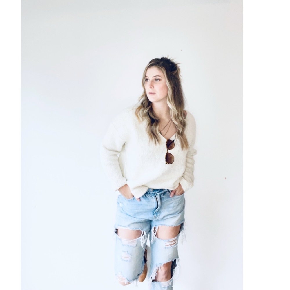 Free People Lotty V Neck Sweater